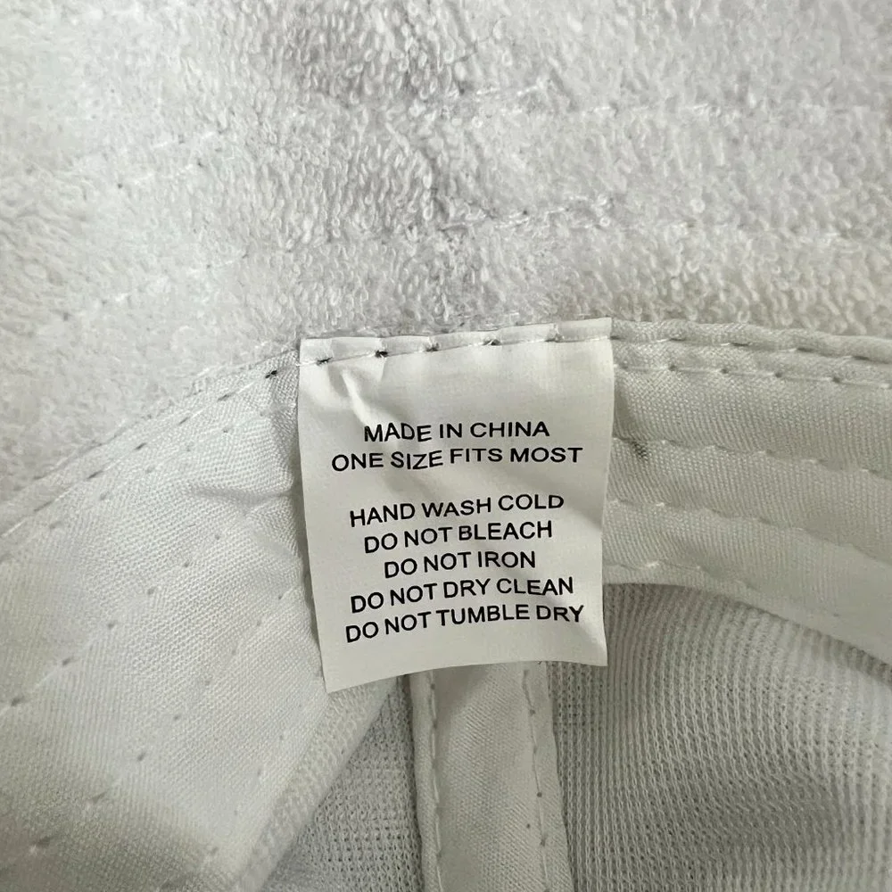 "CHAMPAGNE" White Terry Bucket Hat Unisex - Picture 4 of 4